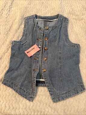 Light Blue Denim Button Vest